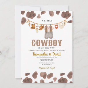 Der kleine Cowboy ist auf dem "Way Cow Pattern" Einladung