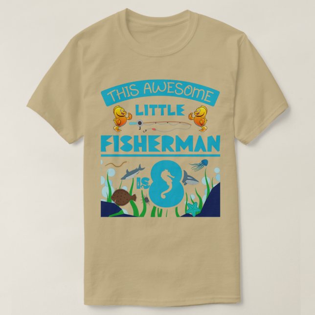 Der kleine Fischer ist jetzt 8 Fischereimeer 8. Ge T-Shirt (Design vorne)