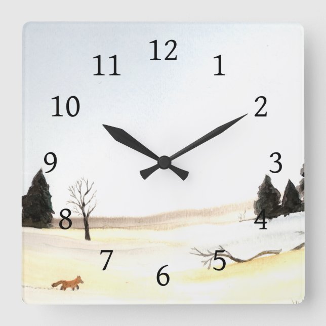 Der kleine Fuchs Quadratische Wanduhr (Vorderseite)