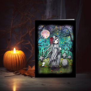 Der kleine Geist süße Halloween-Grafikkarte Karte