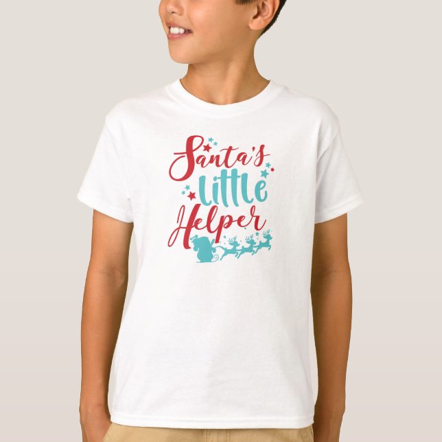 Der kleine Helfer des Weihnachtsmanns, Schlitten,  T-Shirt (Vorderseite)