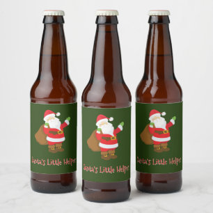 Der kleine Helfer Jolly St. Nick des Weihnachtsman Bierflaschenetikett