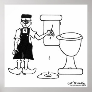 Der kleine holländische Junge hält an einem Leck i Poster