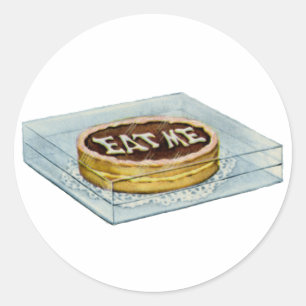Der kleine Kuchen sagte: Iss mich, also tat Alice Runder Aufkleber