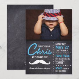 Der kleine Mann dreht eins - Foto, Schnurrbart, Kr Einladung