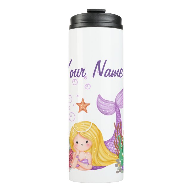Der kleine mermaid Thermal Tumbler Kundenname Thermosbecher (Vorderseite)