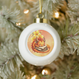 Der kleine mystische Drache. Keramik Kugel-Ornament