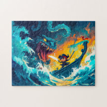 Der kleine Pirate kämpft gegen ein Seemännchen auf