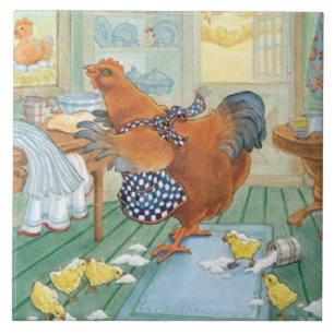 Der kleine rote Hen Fliese