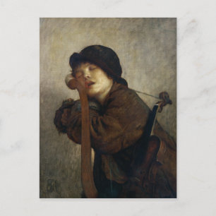 Der kleine Violinist Schlafen, 1883 Postkarte