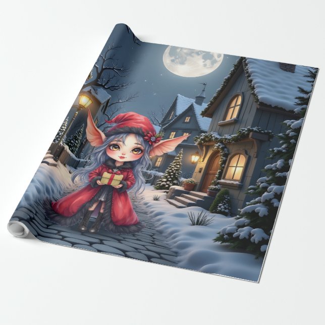 Der kleine Weihnachtsbote.  Geschenkpapier (Ungerollt)