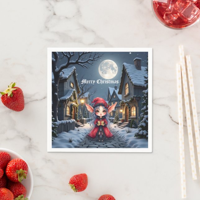 Der kleine Weihnachtsbote.  Serviette (Beispiel)