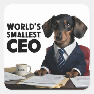 Der kleinste CEO der Welt, niedliche lustige Dacke Quadratischer Aufkleber