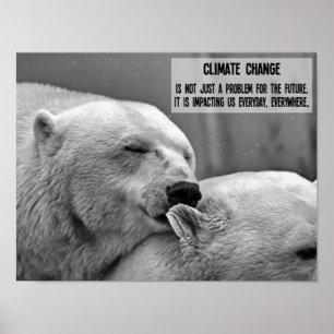 Der Klimawandel in Schwarz und Weiß mit Eisbären Poster