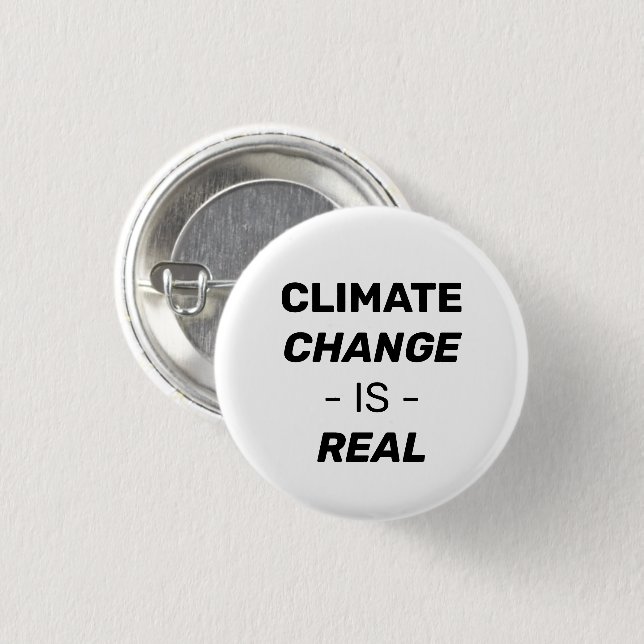 Der Klimawandel ist ein echter Button-Knopf Button (Vorne & Hinten)