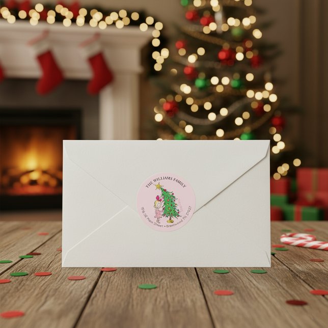 Der Knackpunkt | Cindy-Lou Who Christmas Address Runder Aufkleber (Von Creator hochgeladen)