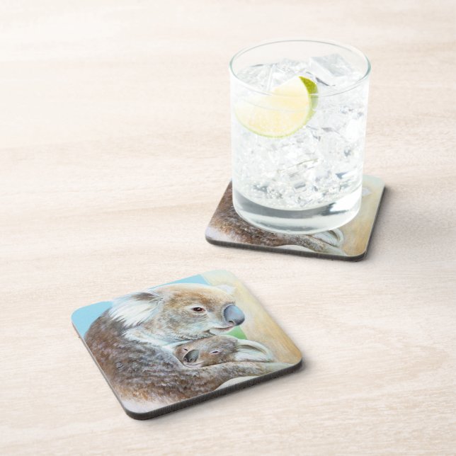 „Der Koala‑Kuscheln“ Fine‑Art-Set mit 6 Untersetze Untersetzer (Rechte Seite)