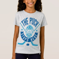 Der Kobold stoppt hier Hockey-Tormann-T-Shirt