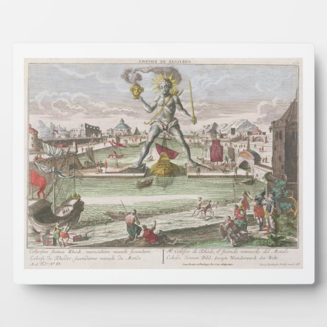 Der Koloss von Rhodos, zweites Wunder der Welt Fotoplatte (Vorderseite)