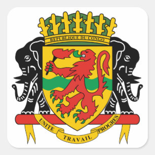 der Kongo-Republikemblem Quadratischer Aufkleber