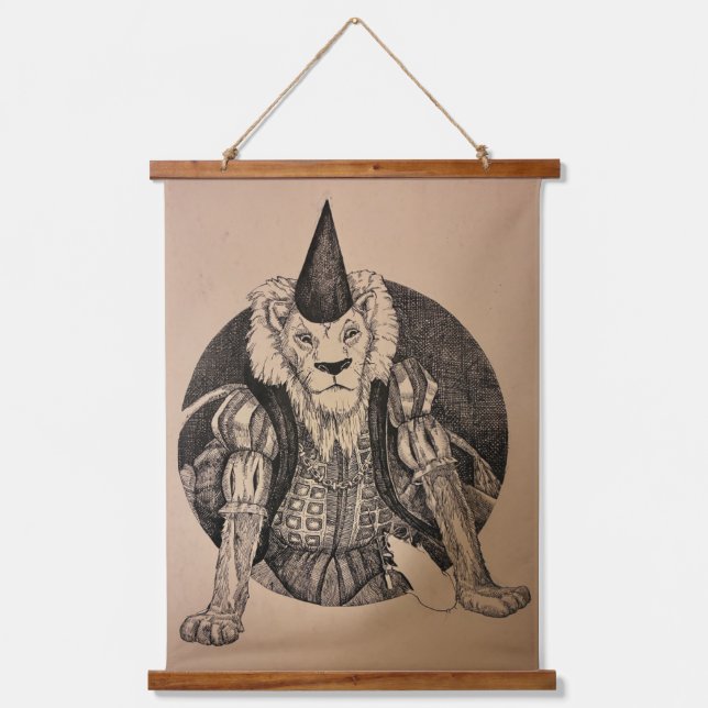 Der König der Löwen Wandteppich Mit Holzrahmen (Vorderseite)