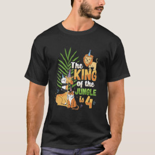 Der König des Dschungels ist 4 Geburtstag Zoo Anim T-Shirt