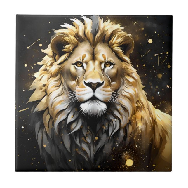 Der König: Majestic Gold und Graue Löwe, Fliese (Vorderseite)