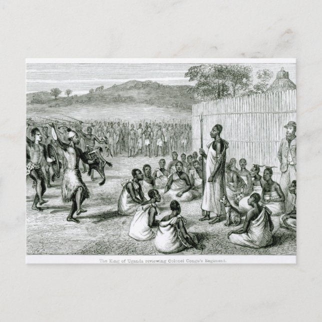 Der König von Uganda, der Oberst überprüft Postkarte (Vorderseite)