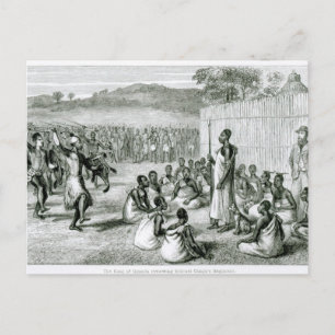 Der König von Uganda, der Oberst überprüft Postkarte