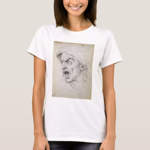 Der Kopf eines Mannes, der vor Angst schreit, eine T-Shirt