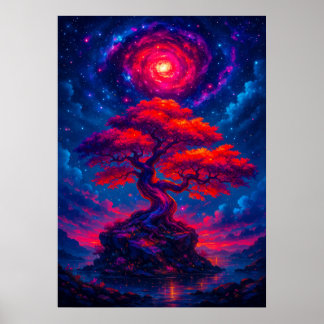 Der kosmische Baum des Lebens unter der Fantasie v Poster