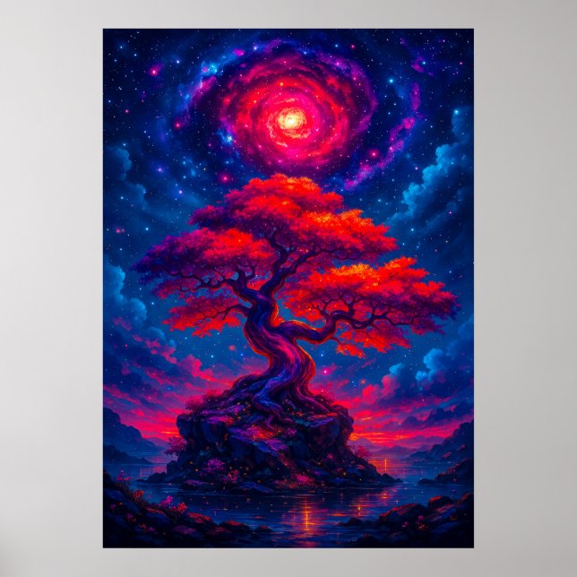 Der kosmische Baum des Lebens unter der Fantasie v Poster (Vorne)