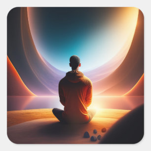 Der kosmische Buddha   Quadratischer Aufkleber