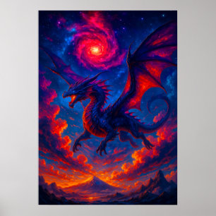 Der kosmische Drache fliegt durch die Fantasie von Poster