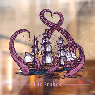 Der Kraken Oktopus Segelschiff Nautik Fensteraufkleber