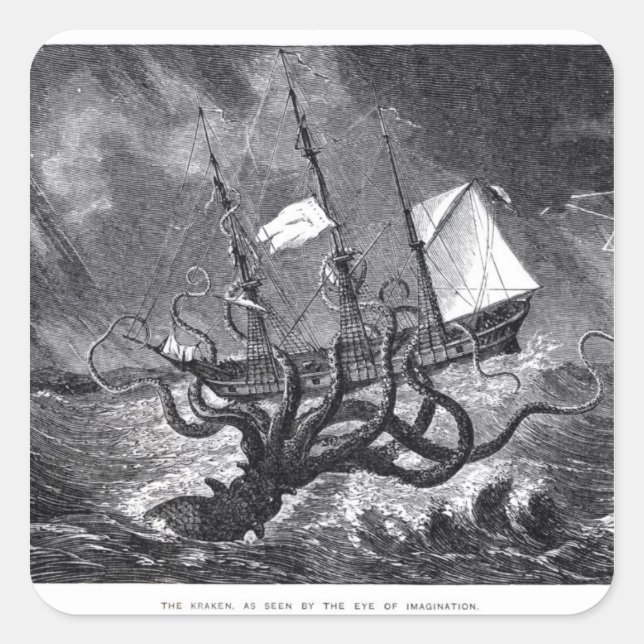 Der Kraken Quadratischer Aufkleber (Vorderseite)