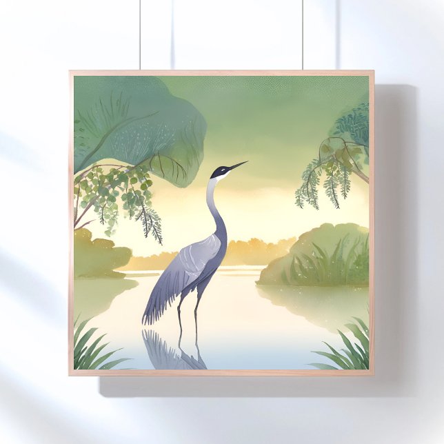 Der Kranich | Wasserfarbe Schöner Vogel Poster (Von Creator hochgeladen)