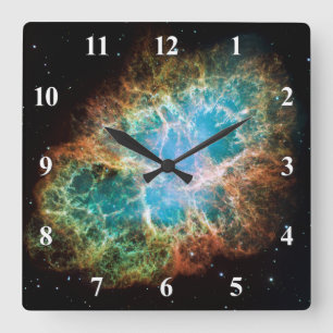 Der Krebsnebel Himmelsraum Foto Quadratische Wanduhr