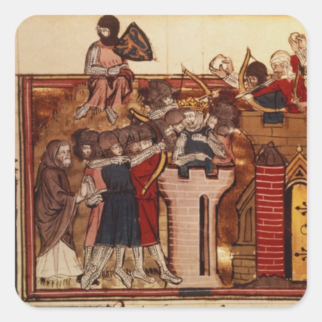 Der Kreuzfahrerangriff auf Jerusalem Quadratischer Aufkleber (Vorderseite)