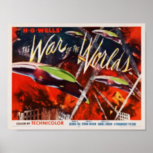 DER KRIEG DER WELTEN Retro-SciFi-Film HG Wells Vi Poster