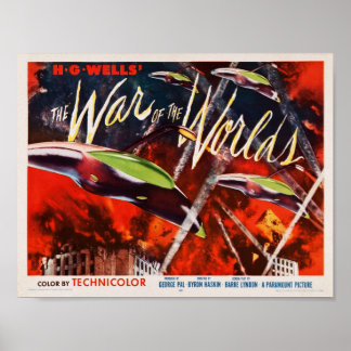 DER KRIEG DER WELTEN Retro-SciFi-Film HG Wells Vi Poster