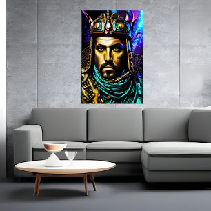 Der Krieger mit Helm   AI Art Poster