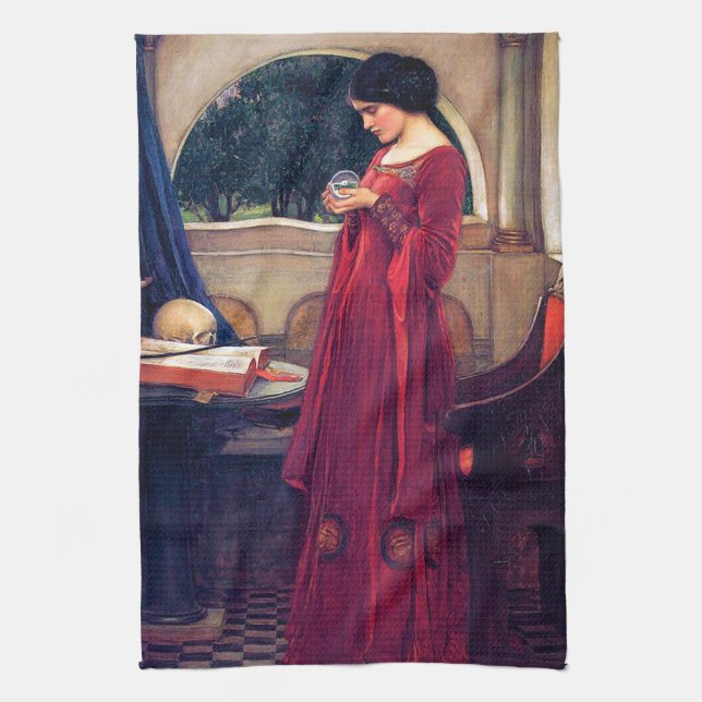 Der Kristallball, John William Waterhouse Geschirrtuch (Vertikal)