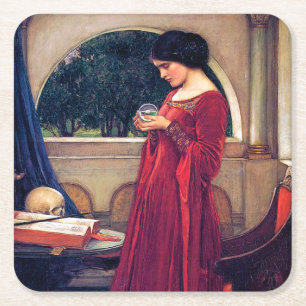 Der Kristallball, John William Waterhouse Rechteckiger Pappuntersetzer