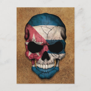 Der kubanische Flaggenschädel ist alt und abgenutz Postkarte