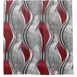 Der kühne, metallische 3D-rote graue Textur-Look Duschvorhang