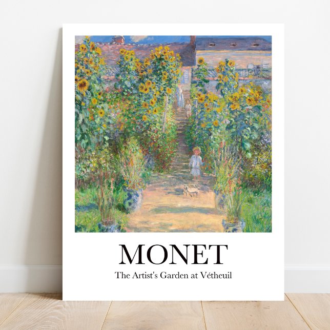 Der Kunstgarten von Claude Monet in Vétheuil Poster (Monet's Garden Print: Sunflowers & Flowers in Bloom. Impressionist art for home decor)