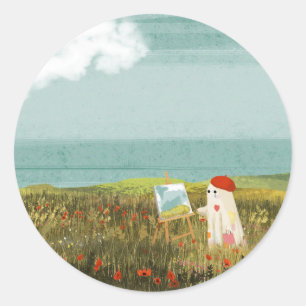 Der Künstler Runder Aufkleber