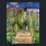 Der Künstlergarten in Vetheuil, Claude Monet Poster<br><div class="desc">Der Künstlergarten in Vetheuil. Dies ist eine der flachsten Landschaften, die je gemalt wurden. Ungefähr zur gleichen Zeit ließ Cezanne sein Stillleben abflachen, indem er die Tische in eine vertikale Ausrichtung verzerrte. Monet stoppt kurz der Verzerrung durch eine vernünftige Auswahl des Subjekts. Eine Hangentreppe bildet die Form einer dramatischen Abflachung...</div>