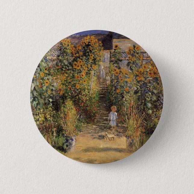 Der Künstlergarten in Vetheuil von Claude Monet Button (Vorderseite)